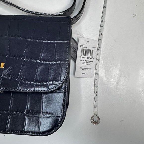 COACH Brynn Crossbody Crocodile Embossed Flap Leather Bag Blue - Picture 13 of 15